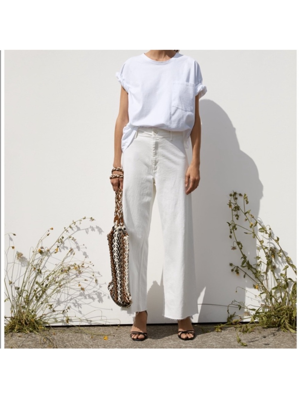 Zara Marine Straight Jean in White, sz 4